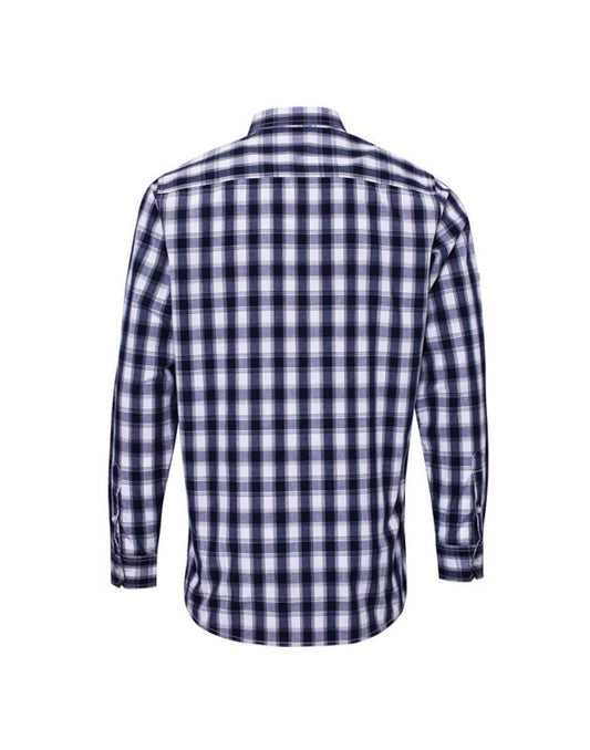 'MULLIGAN' CHECK - MEN'S LONG SLEEVE COTTON SHIRT - White/Navy - Main