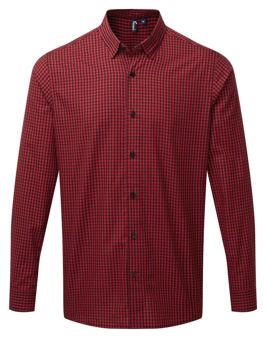 'MAXTON' CHECK MEN'S LONG SLEEVE SHIRT - Black/Red - colorimageurl