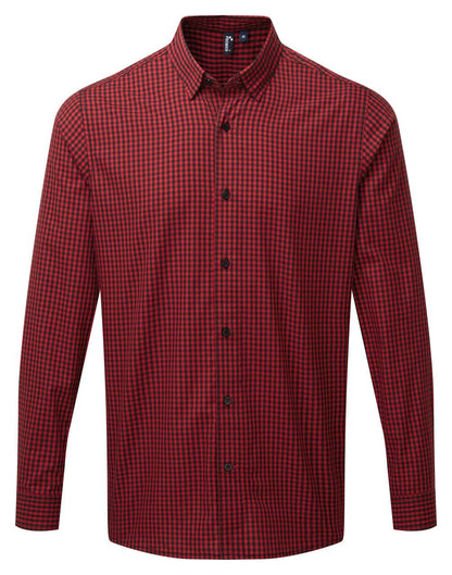 'MAXTON' CHECK MEN'S LONG SLEEVE SHIRT - Black/Red - colorimageurl