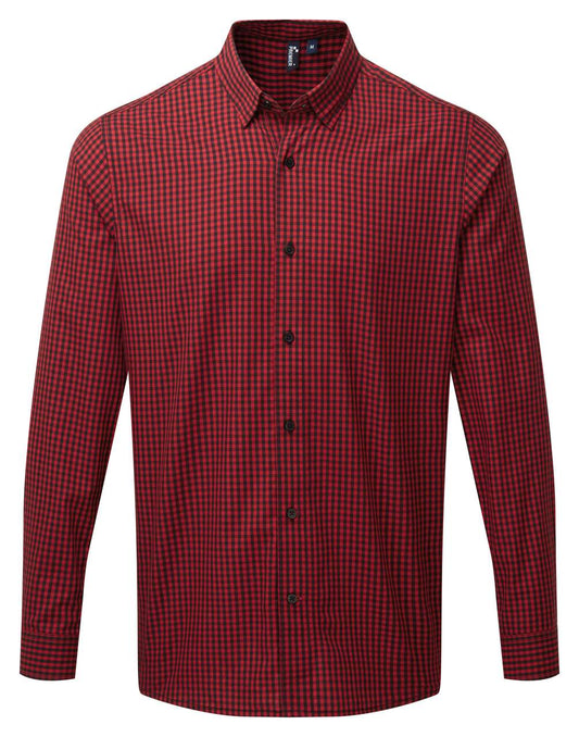 'MAXTON' CHECK MEN'S LONG SLEEVE SHIRT - Black/Red - colorimageurl