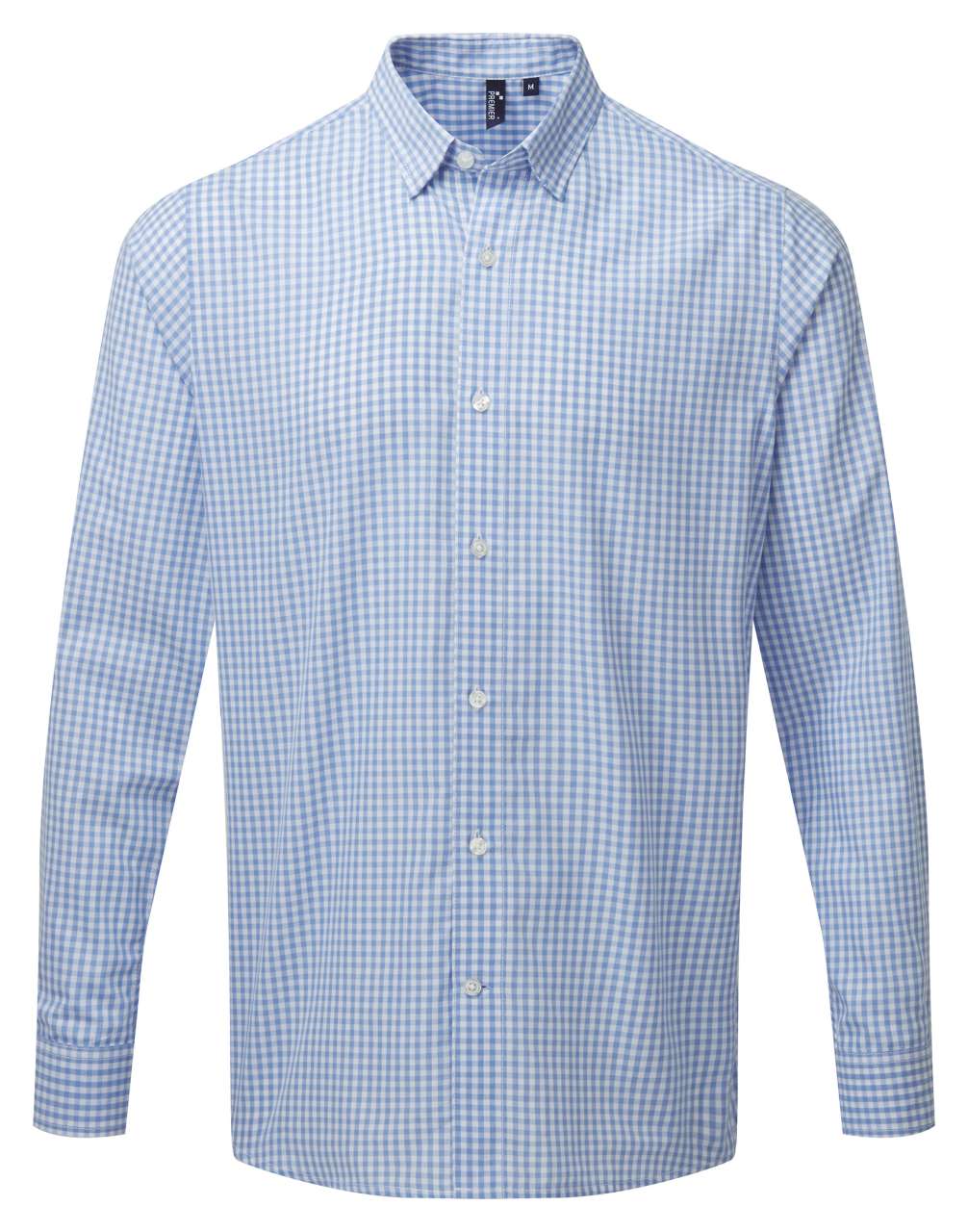 'MAXTON' CHECK MEN'S LONG SLEEVE SHIRT - Light Blue/White - colorimageurl