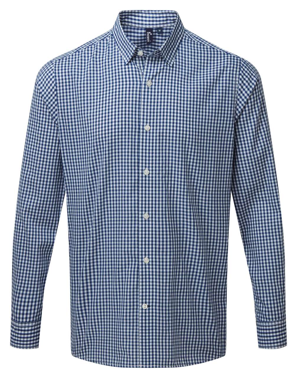 'MAXTON' CHECK MEN'S LONG SLEEVE SHIRT - Navy/White - colorimageurl
