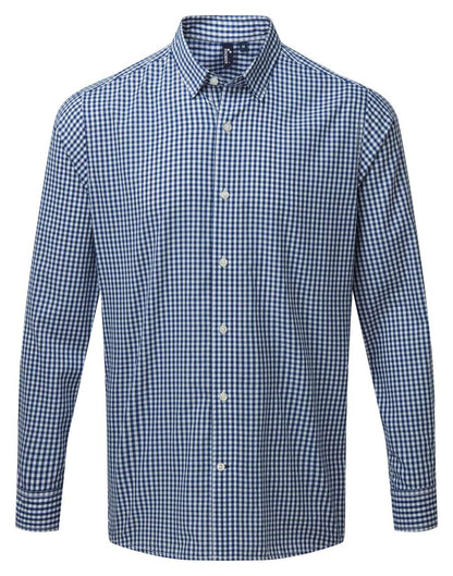 'MAXTON' CHECK MEN'S LONG SLEEVE SHIRT - Navy/White - colorimageurl