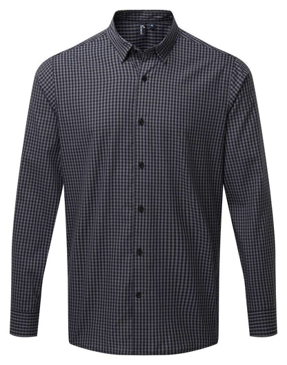 'MAXTON' CHECK MEN'S LONG SLEEVE SHIRT - Steel/Black - colorimageurl