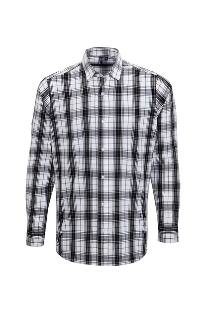 'GINMILL' CHECK - MEN'S LONG SLEEVE COTTON SHIRT - Black/White - Model