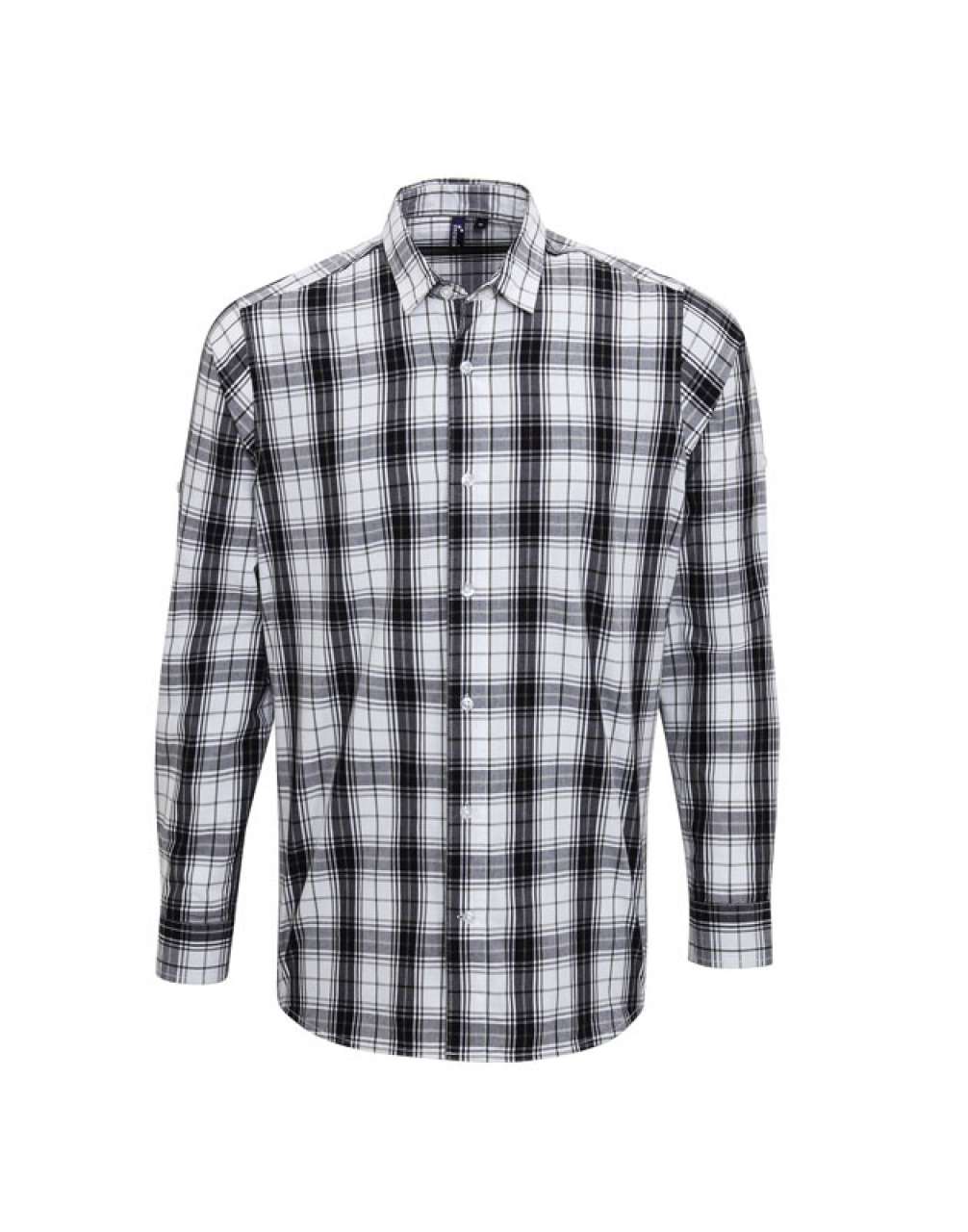 'GINMILL' CHECK - MEN'S LONG SLEEVE COTTON SHIRT - Black/White - Main