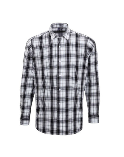 'GINMILL' CHECK - MEN'S LONG SLEEVE COTTON SHIRT - Black/White - Main
