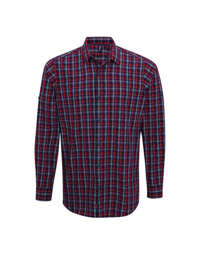 'SIDEHILL' CHECK - MEN'S LONG SLEEVE COTTON SHIRT - Navy/Red - Additional