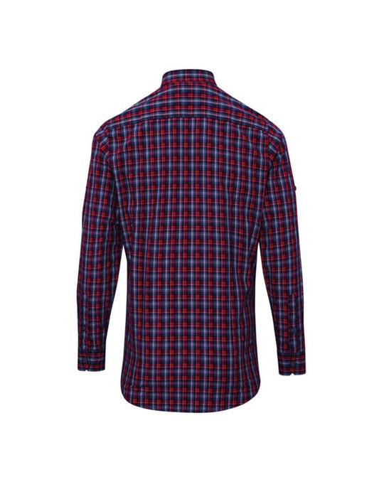 'SIDEHILL' CHECK - MEN'S LONG SLEEVE COTTON SHIRT - Navy/Red - Main
