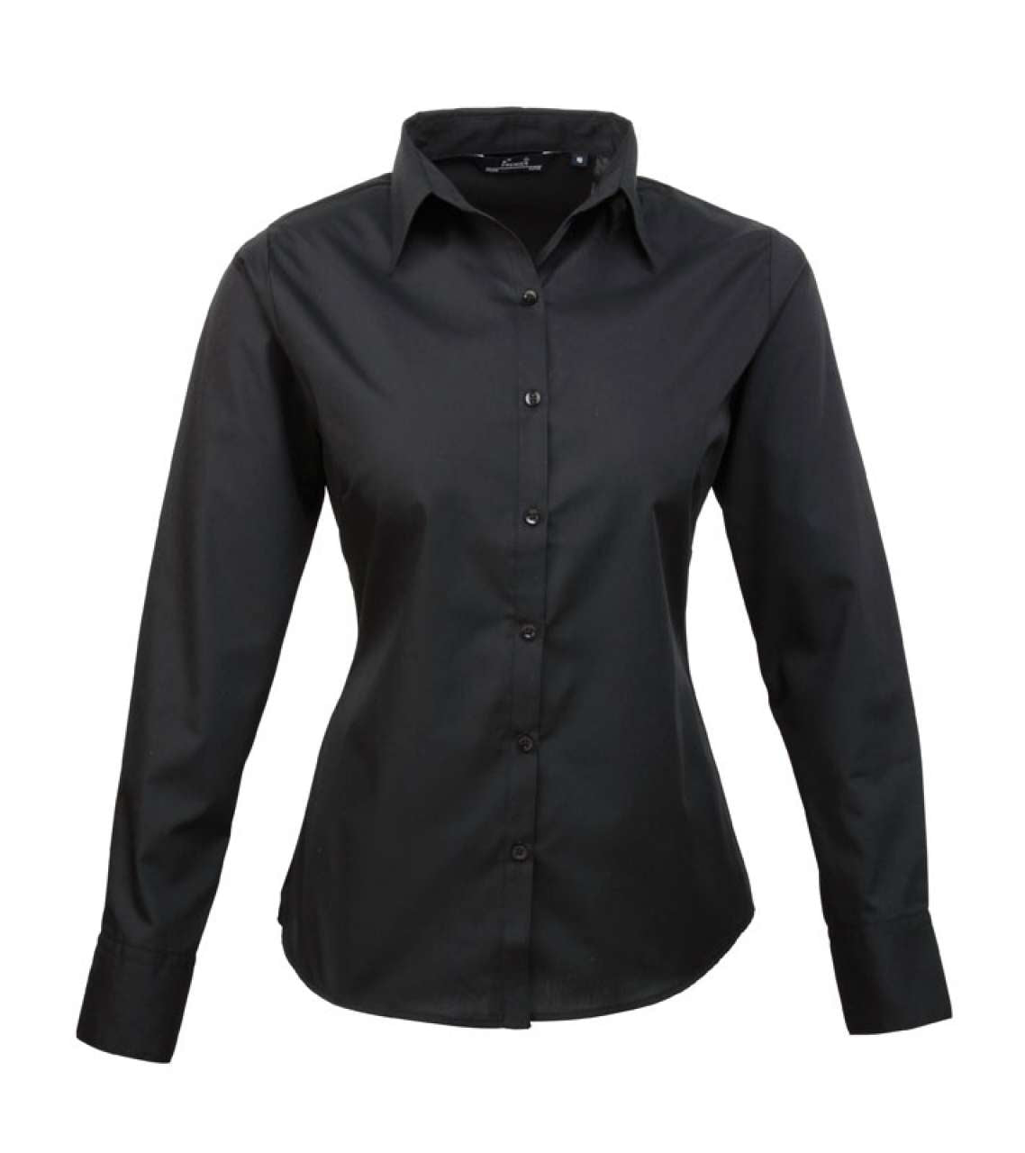 WOMEN'S LONG SLEEVE POPLIN BLOUSE - Black - Main