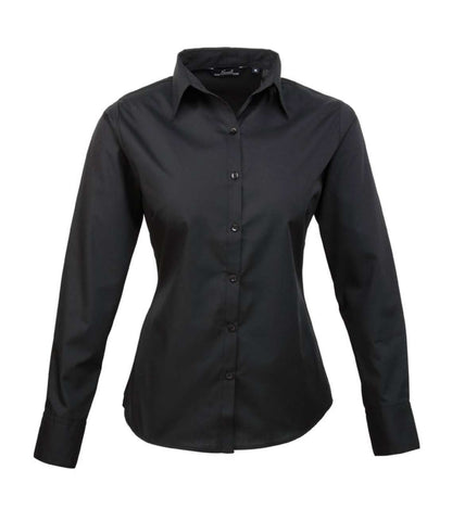 WOMEN'S LONG SLEEVE POPLIN BLOUSE - Black - Main