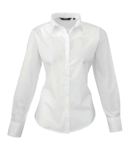 WOMEN'S LONG SLEEVE POPLIN BLOUSE - White - Main