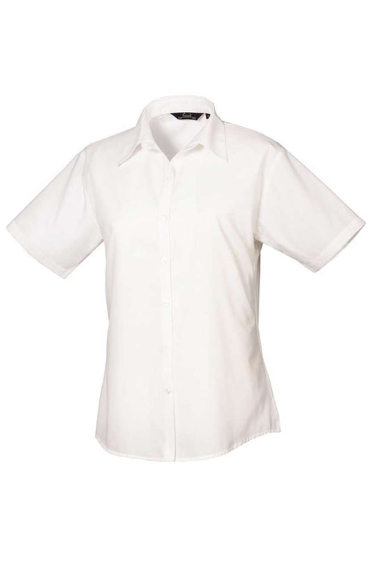 WOMEN'S SHORT SLEEVE POPLIN BLOUSE - White - Main