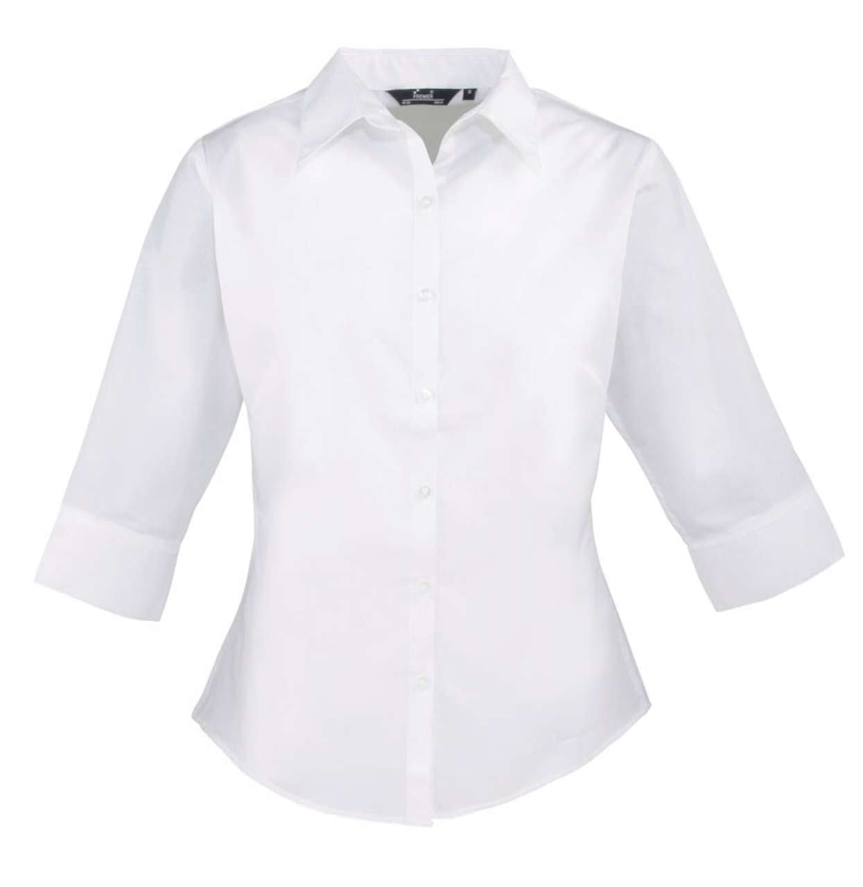 WOMEN'S POPLIN 3/4 SLEEVE BLOUSE - White - Additional