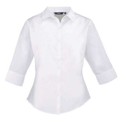 WOMEN'S POPLIN 3/4 SLEEVE BLOUSE - White - Additional