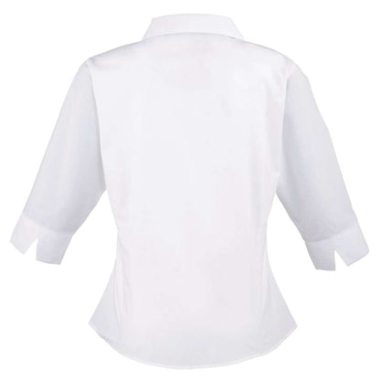 WOMEN'S POPLIN 3/4 SLEEVE BLOUSE - White - Main