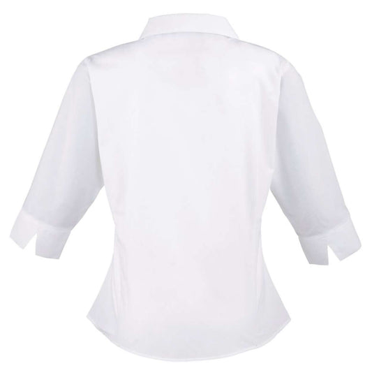 WOMEN'S POPLIN 3/4 SLEEVE BLOUSE - White - Main