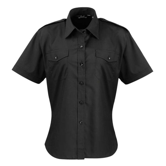 WOMEN'S SHORT SLEEVE PILOT SHIRT - Black - Main