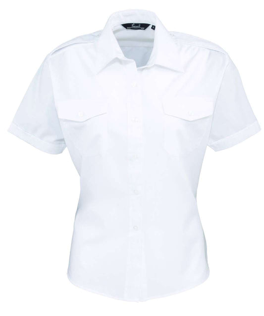 WOMEN'S SHORT SLEEVE PILOT SHIRT - White - Main