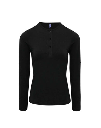 WOMEN'S LONG JOHN ROLL SLEEVE TEE - Black - Additional