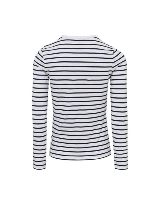 WOMEN'S LONG JOHN ROLL SLEEVE TEE - White/Navy - Main