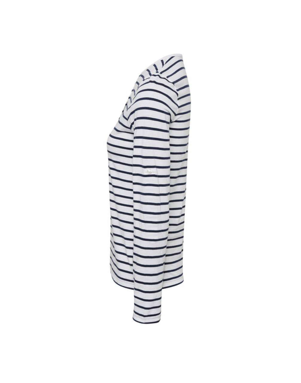 WOMEN'S LONG JOHN ROLL SLEEVE TEE - White/Navy - Additional