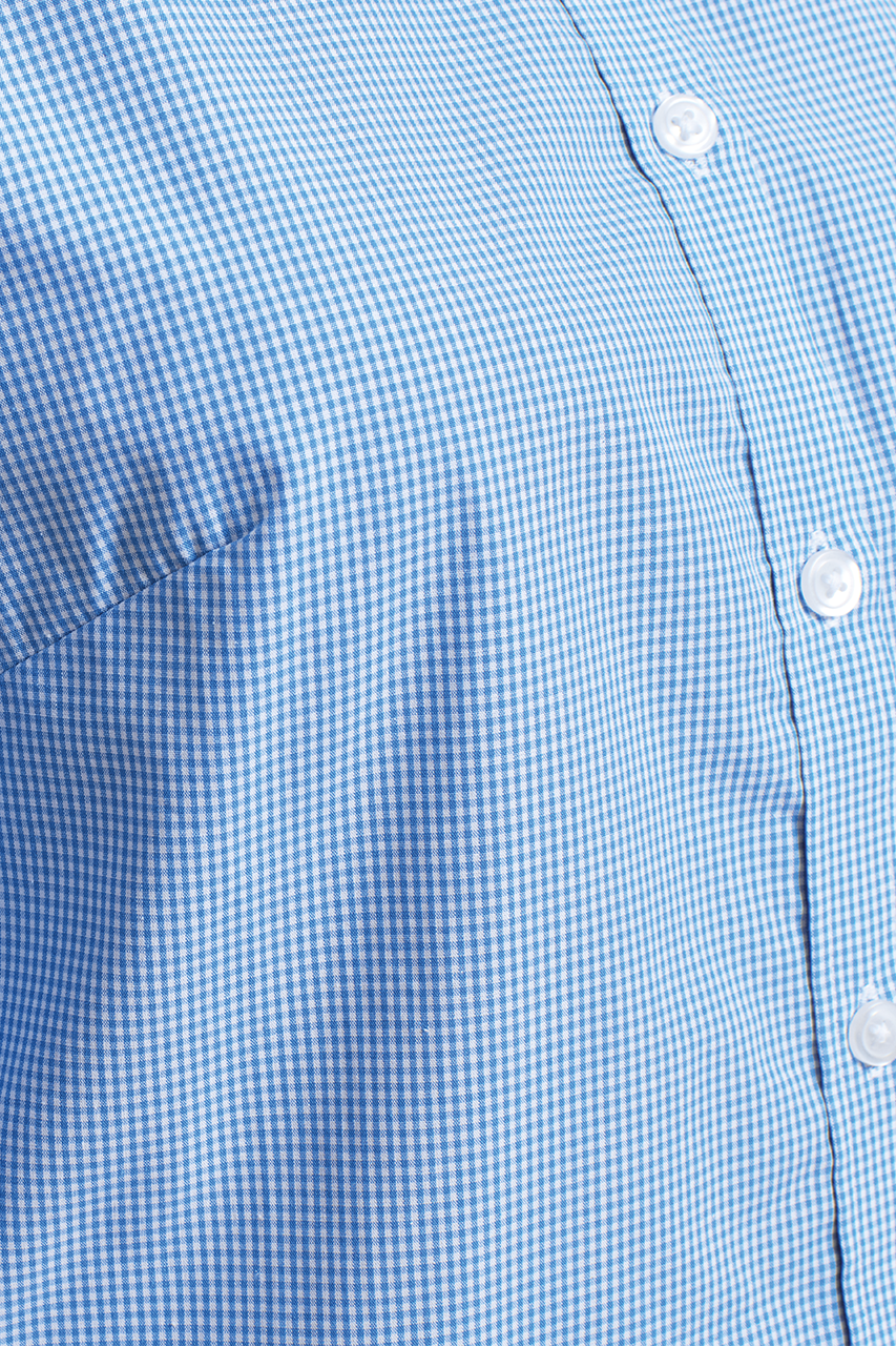 WOMEN'S LONG SLEEVE GINGHAM MICROCHECK SHIRT - Navy/White - Additional