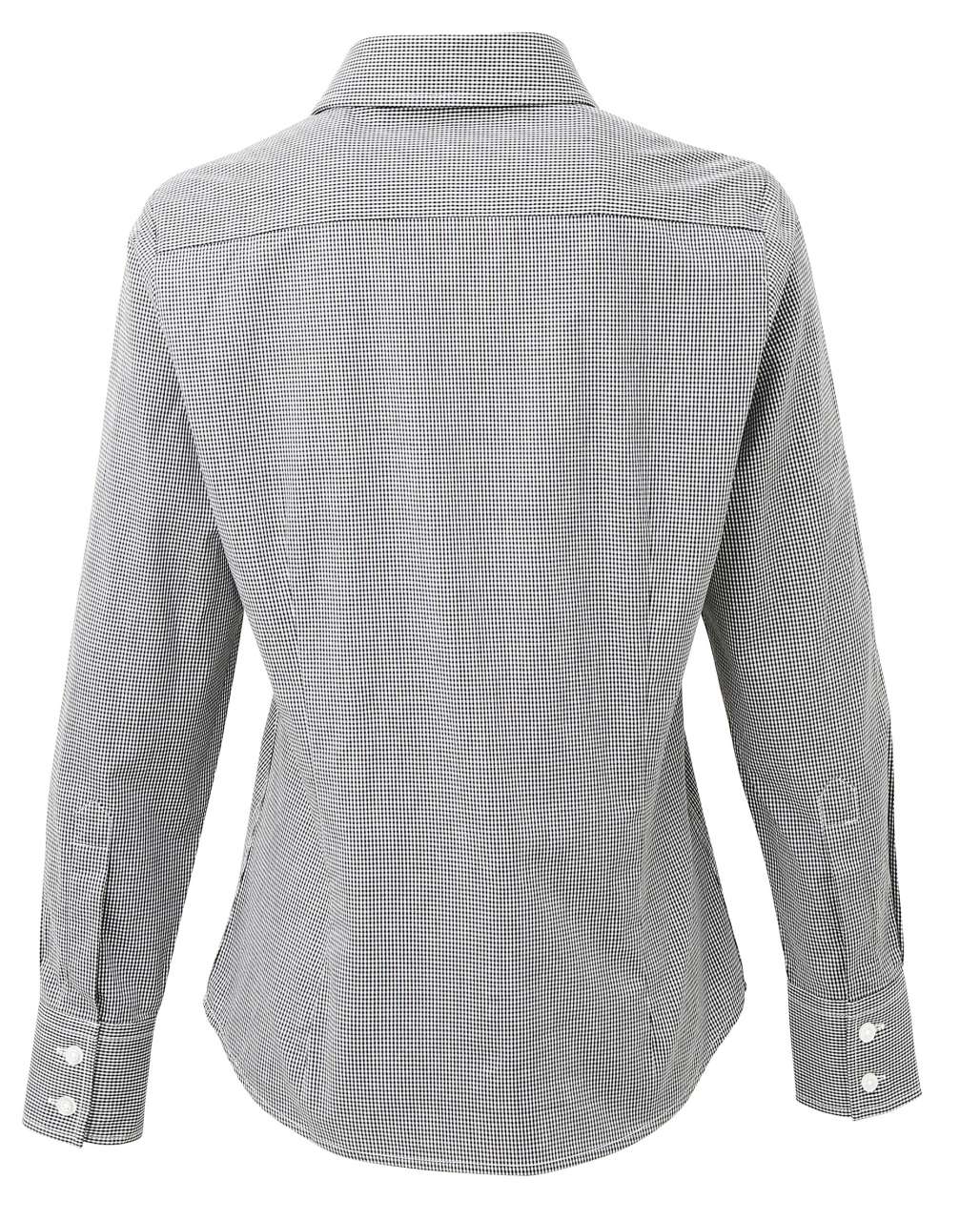 WOMEN'S LONG SLEEVE GINGHAM MICROCHECK SHIRT - Black/White - Additional