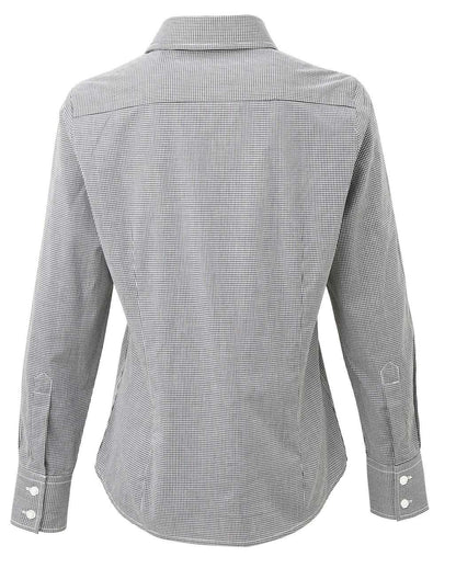 WOMEN'S LONG SLEEVE GINGHAM MICROCHECK SHIRT - Black/White - Additional