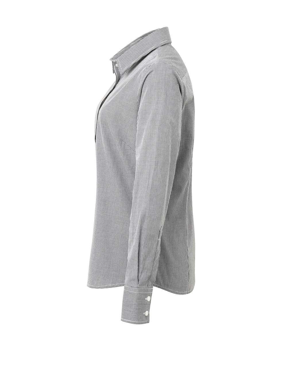 WOMEN'S LONG SLEEVE GINGHAM MICROCHECK SHIRT - Black/White - Additional