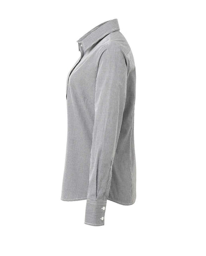 WOMEN'S LONG SLEEVE GINGHAM MICROCHECK SHIRT - Black/White - Additional