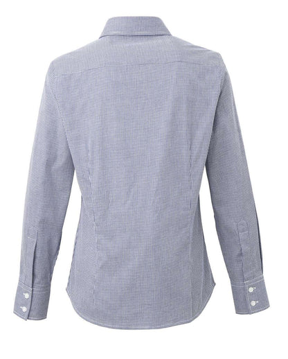 WOMEN'S LONG SLEEVE GINGHAM MICROCHECK SHIRT - Navy/White - Additional