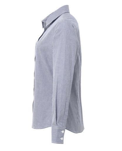 WOMEN'S LONG SLEEVE GINGHAM MICROCHECK SHIRT - Navy/White - Additional
