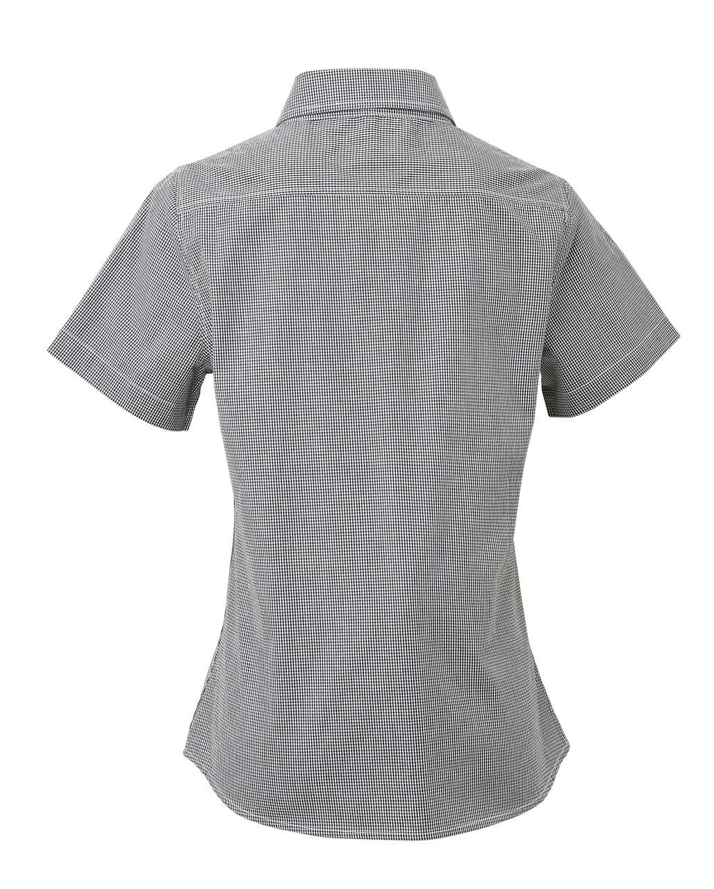 WOMEN'S SHORT SLEEVE GINGHAM MICROCHECK SHIRT - Black/White - Additional