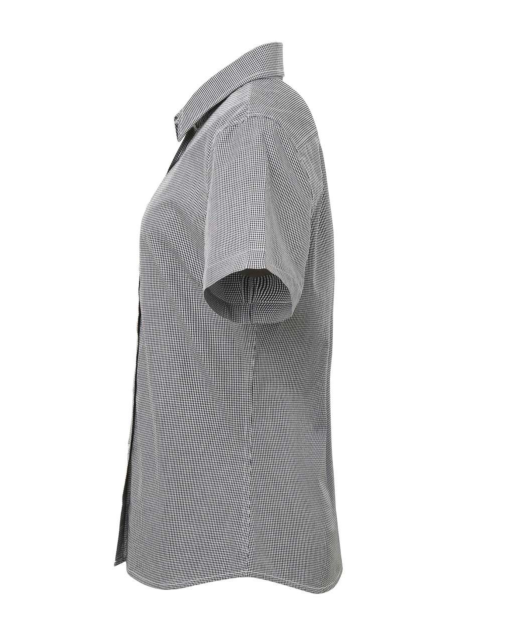 WOMEN'S SHORT SLEEVE GINGHAM MICROCHECK SHIRT - Black/White - Additional
