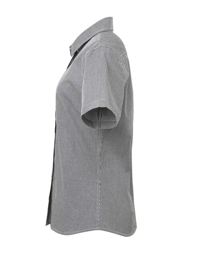 WOMEN'S SHORT SLEEVE GINGHAM MICROCHECK SHIRT - Black/White - Additional
