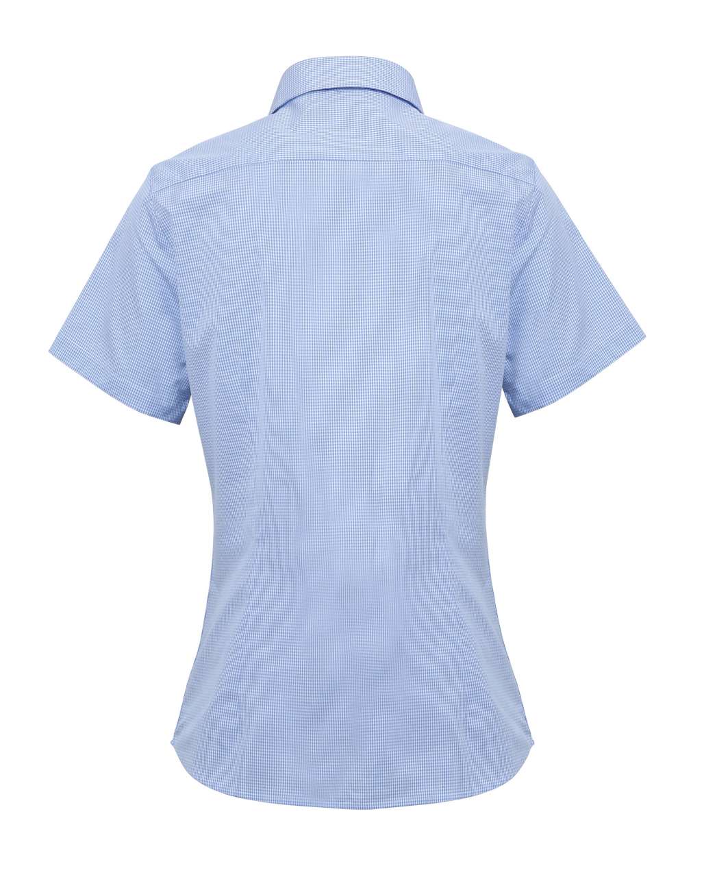 WOMEN'S SHORT SLEEVE GINGHAM MICROCHECK SHIRT - Light Blue/White - Additional