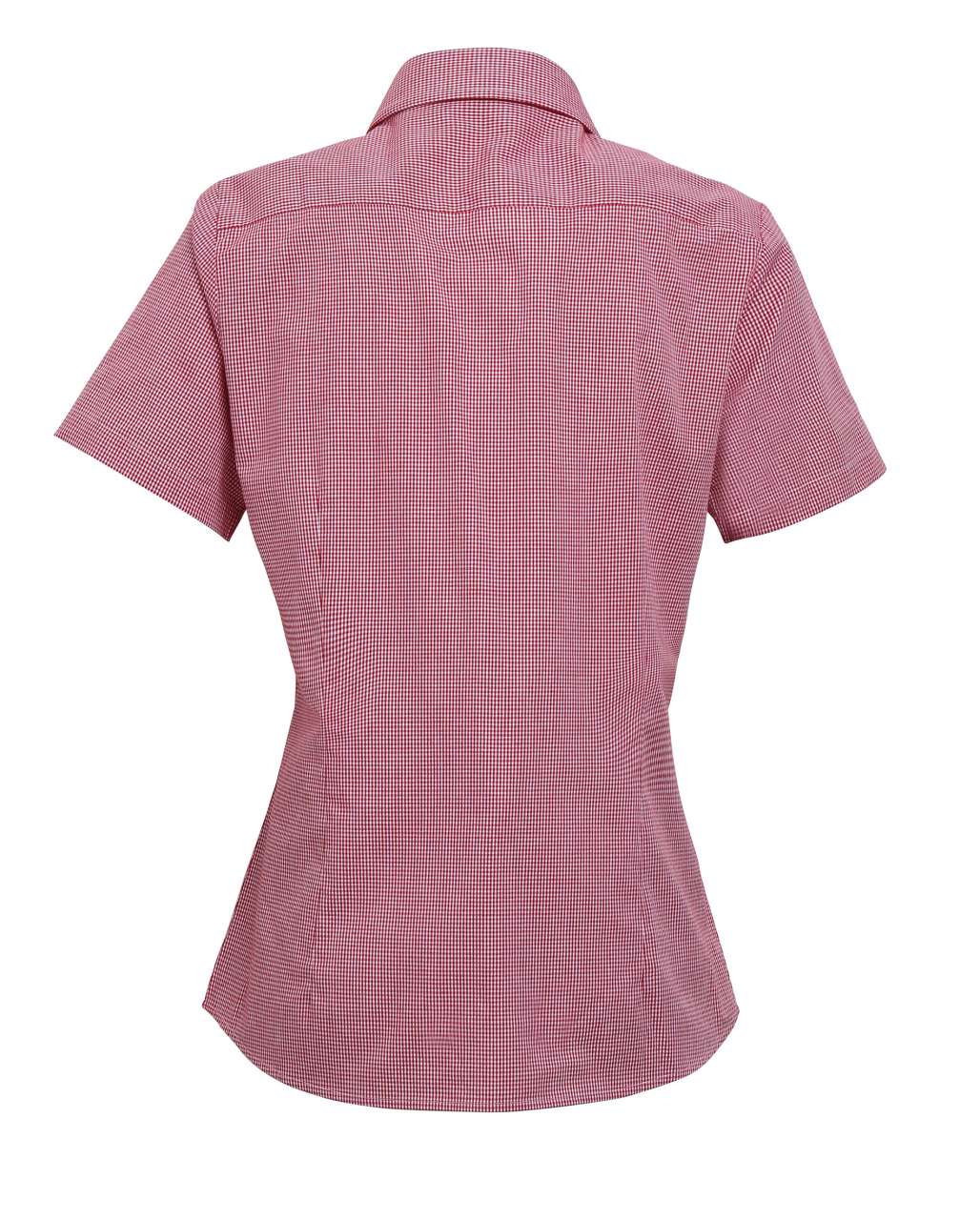 WOMEN'S SHORT SLEEVE GINGHAM MICROCHECK SHIRT - Red/White - Additional