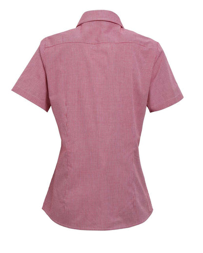 WOMEN'S SHORT SLEEVE GINGHAM MICROCHECK SHIRT - Red/White - Additional