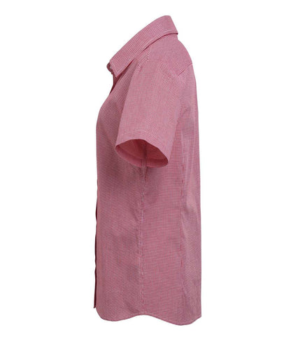 WOMEN'S SHORT SLEEVE GINGHAM MICROCHECK SHIRT - Red/White - Additional