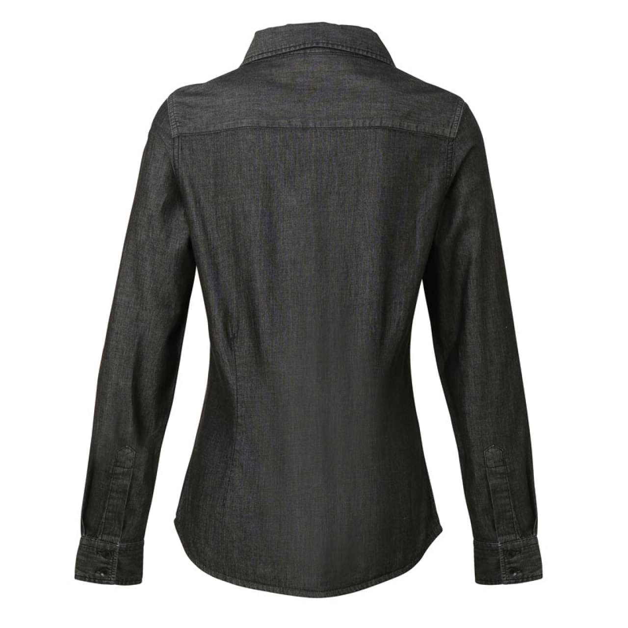 WOMEN'S JEANS STITCH DENIM SHIRT - Black Denim - Additional