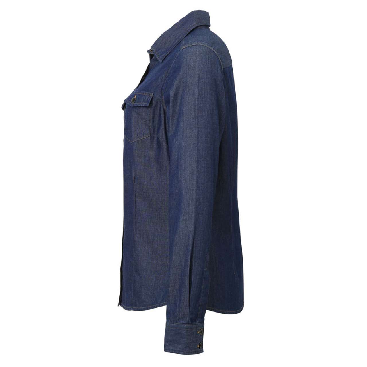 WOMEN'S JEANS STITCH DENIM SHIRT - Indigo Denim - Additional