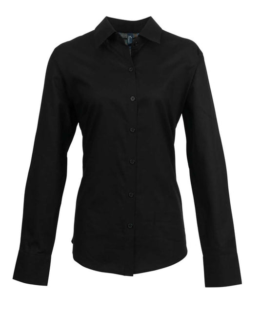 WOMEN'S LONG SLEEVE SIGNATURE OXFORD BLOUSE - Black - Main
