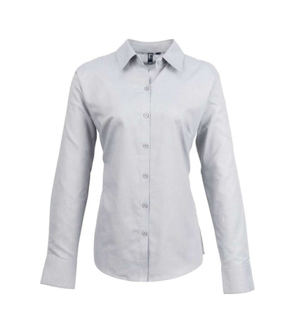 WOMEN'S LONG SLEEVE SIGNATURE OXFORD BLOUSE - Silver - Main