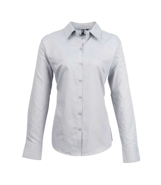 WOMEN'S LONG SLEEVE SIGNATURE OXFORD BLOUSE - Silver - Main