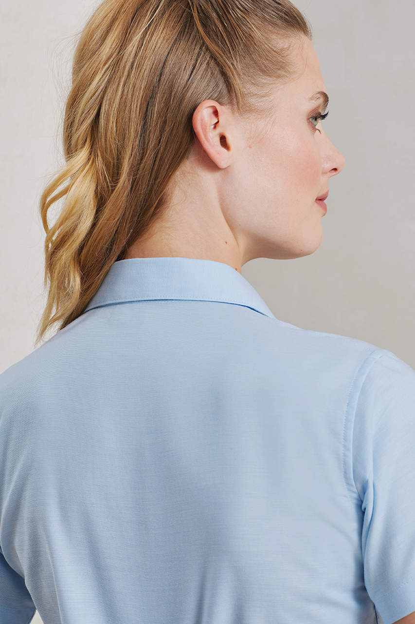WOMEN'S SHORT SLEEVE SIGNATURE OXFORD BLOUSE - Silver - Additional