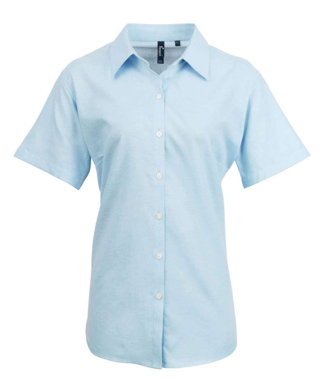 WOMEN'S SHORT SLEEVE SIGNATURE OXFORD BLOUSE - Light Blue - Main
