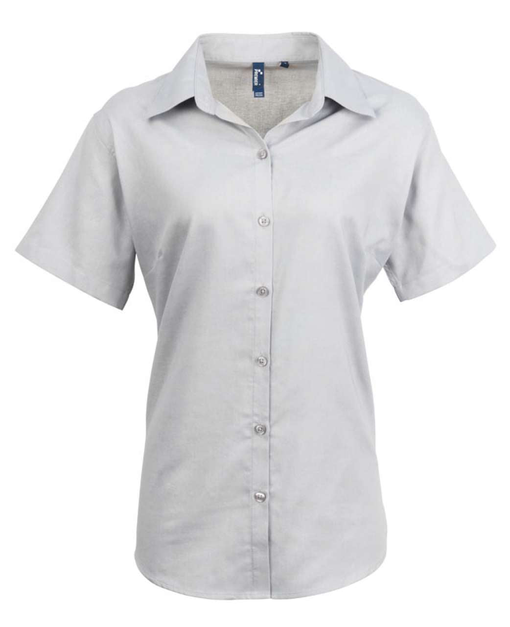 WOMEN'S SHORT SLEEVE SIGNATURE OXFORD BLOUSE - Silver - Main