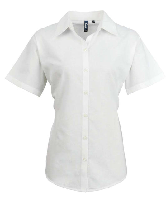 WOMEN'S SHORT SLEEVE SIGNATURE OXFORD BLOUSE - White - Main