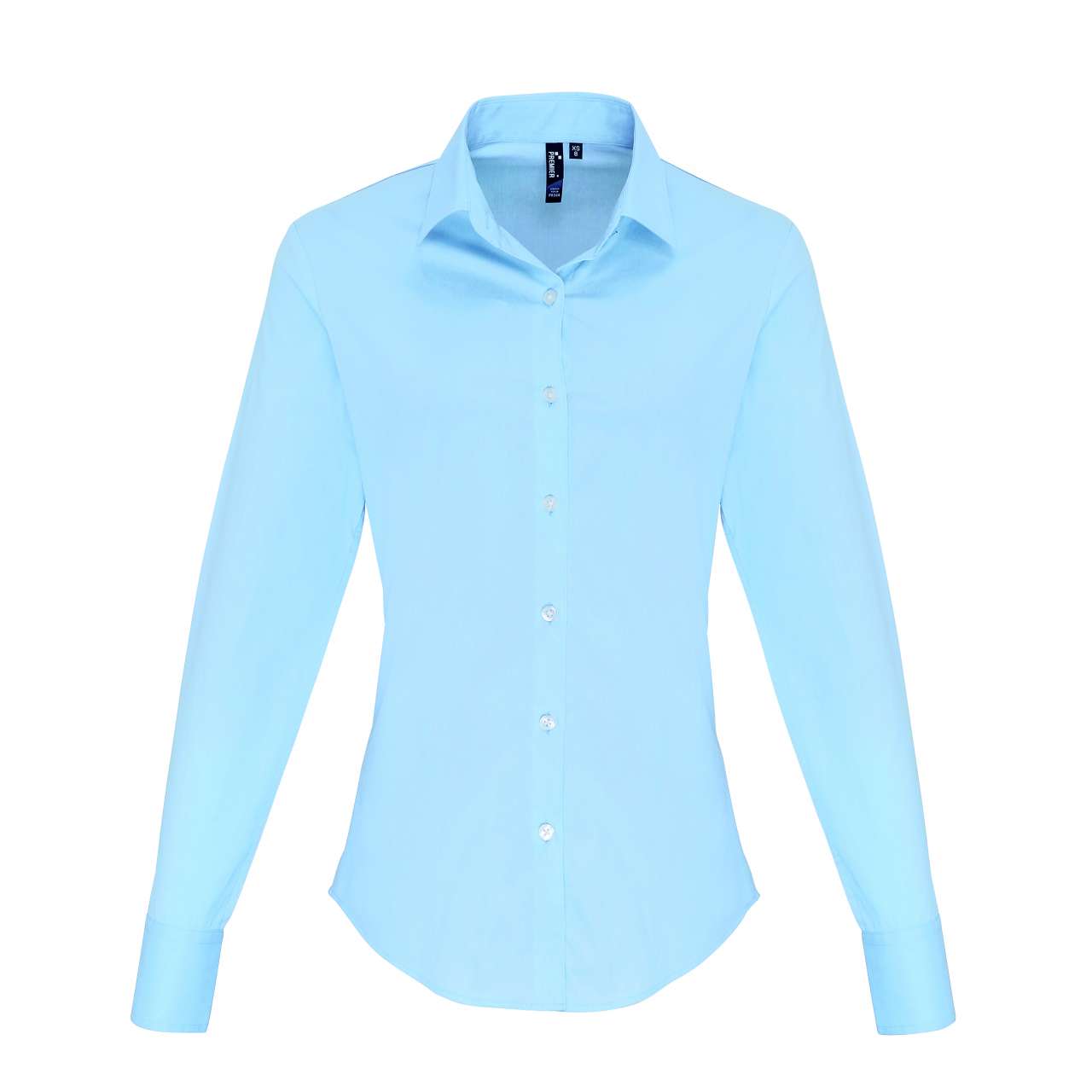 WOMEN'S STRETCH-FIT COTTON POPLIN LONG SLEEVE SHIRT - Pale Blue - colorimageurl